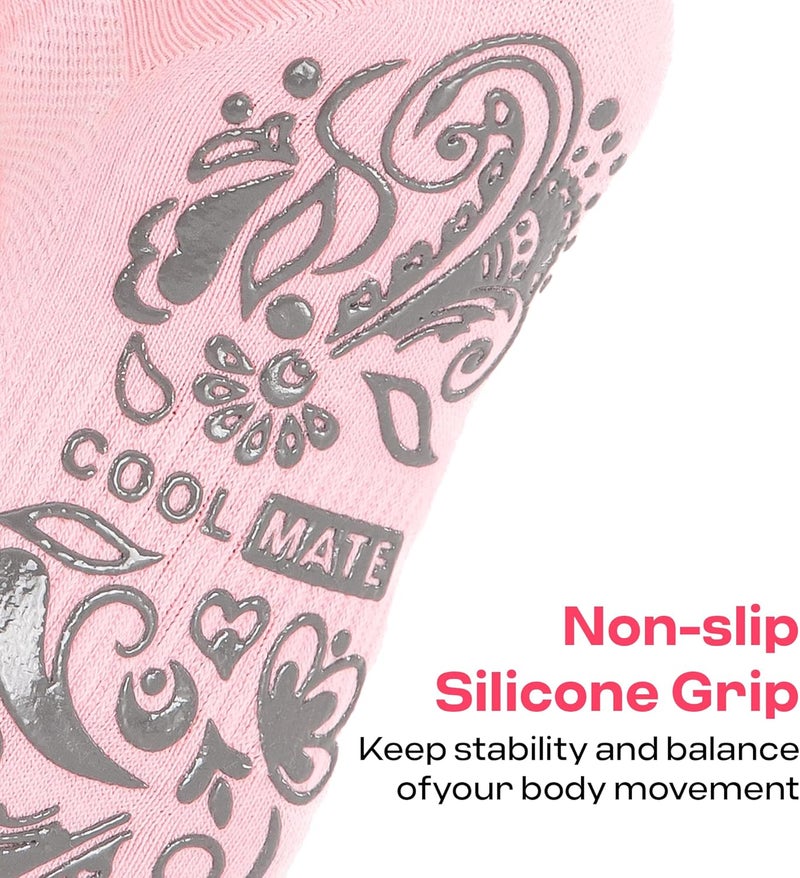 CoolMate Store Pilates Socks with Grips for Women, Yoga Socks, Crew Non Slip Women for Barre, Pilates Gifts - Image 3